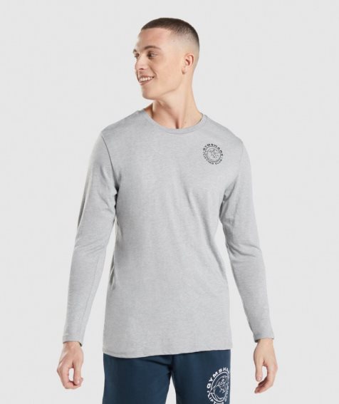 Koszulki Gymshark Legacy Long Sleeve Męskie Głęboka Szare | PL 512QNX